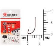 Крючок Higashi Akitakitsune ringed #1 Black UV 10шт.