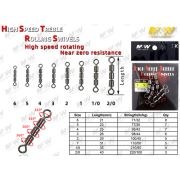 Вертлюг тройной M&W High Speed Treble Rolling Swivels #1/0 (уп.4шт)