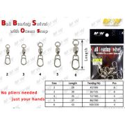 Заводное кольцо с вертлюгом M&W Ball Bearing Swivel with Ocean Snap #4 (уп.5шт)