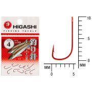 Крючок HigashiSode ringed #4 Red 10шт.