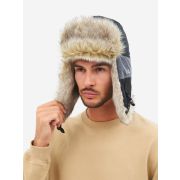 Шапка ушанка зимняя Huntsman Канада (тк.Finlandia) (цв.Серый/Чёрный) р.58-60